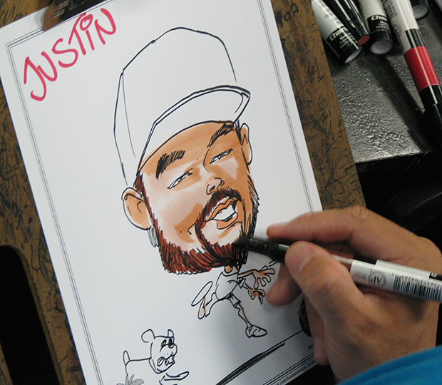 caricature artists at high school party